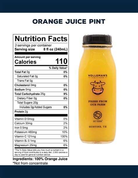 orange juice calories